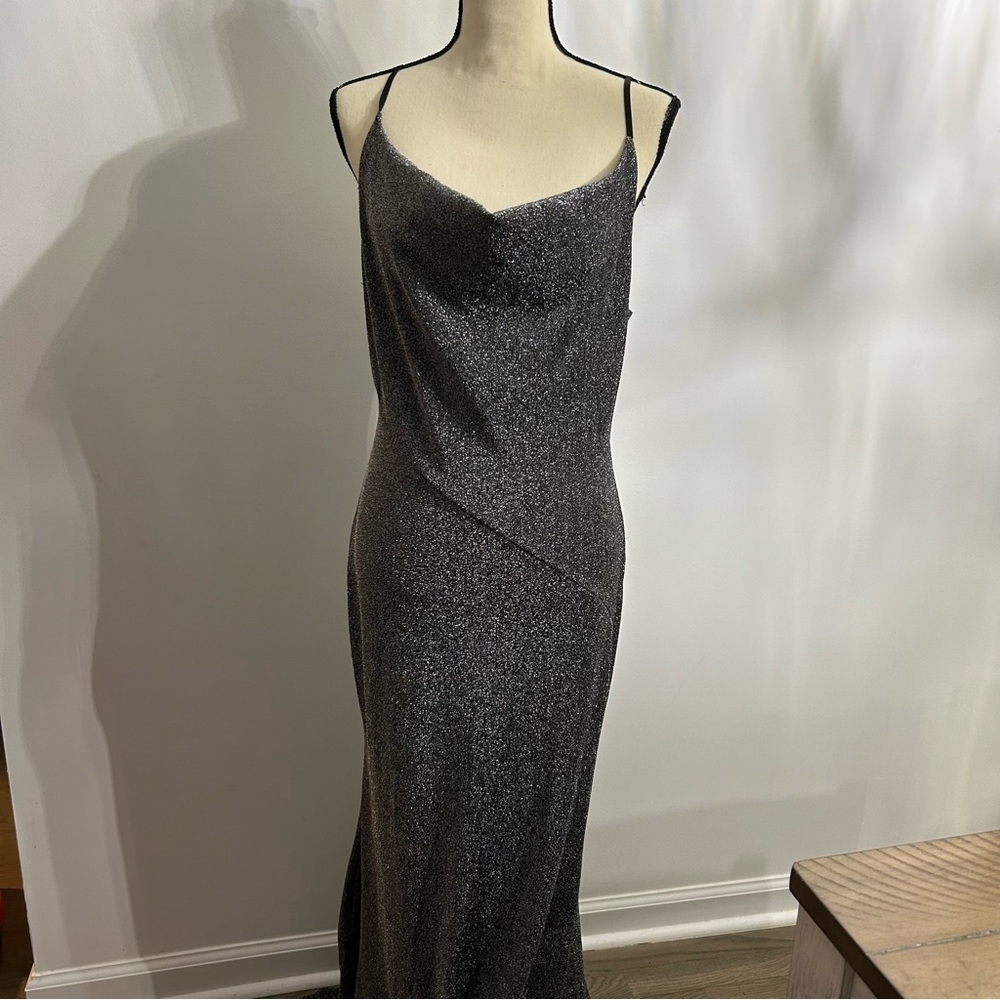 SHEIN Classy Elegant Gray Sparkly Maxi Sleeveless Sexy Bodycon Dress - Picture 2 of 9